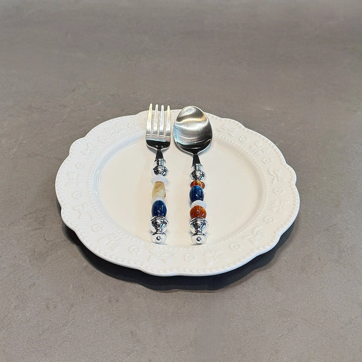 Abyssal Amber Beads Stainless Steel Spoon & Fork