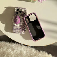 Purple Tweed Bellflower Embroidered Phone Case - TRLab Shop