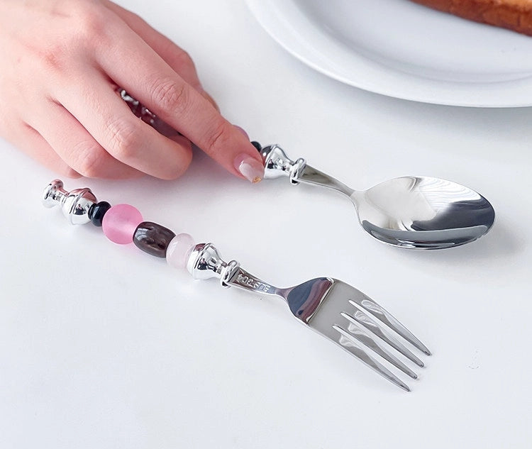 Monet Oil Paintings Beads Stainless Steel Spoon & Fork - TRLab Shop
