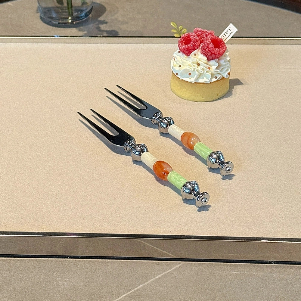 Amber Lime Beads Fruit Fork