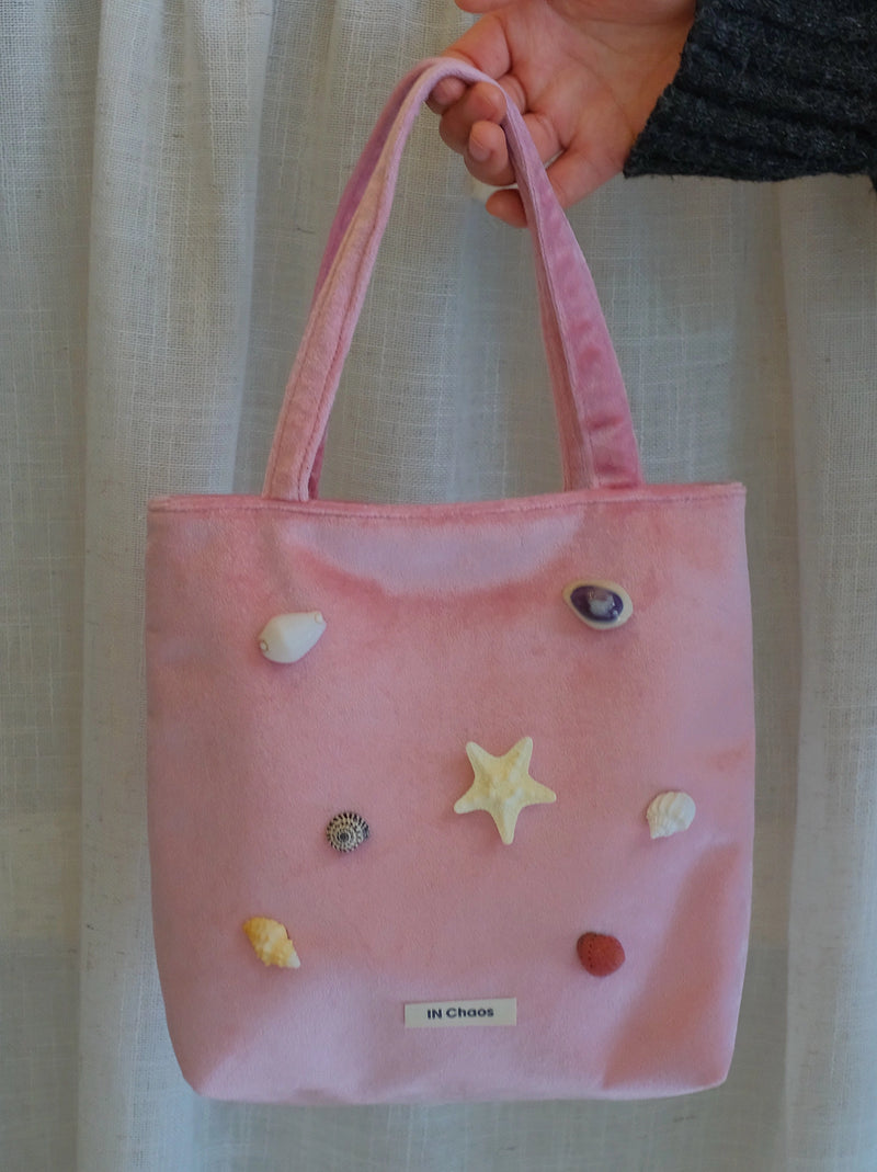 Natural Shell Velvet Handbag