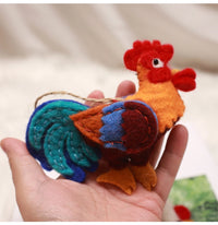 Felted Colorful & White Rooster Charm - TRLab Shop