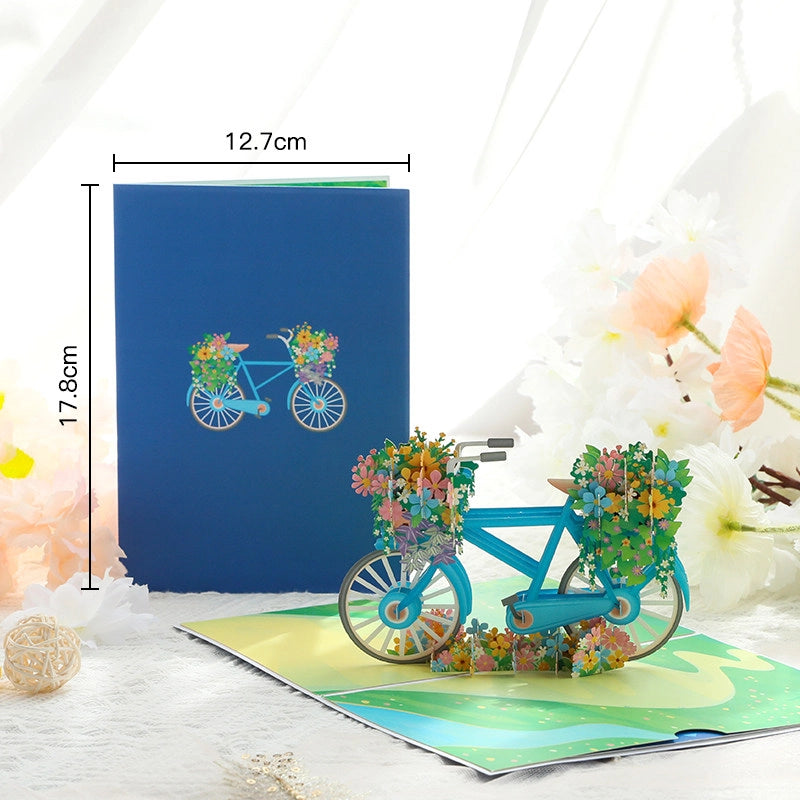 Bicycle in Full Bloom 3D Pop Up Paper Art Greeting Card