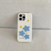 Leather Terry Star embroidered phone case by TRLab Shop featuring star patterns and textured leather material.