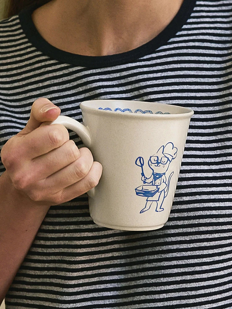 Joyful Kitty Chef Hand-Painted Mug - TRLab Shop