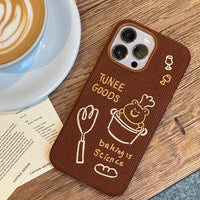 Embroidered Chef Bear phone case with colorful stitching, designed for smartphone protection, featuring detailed bear and chef hat design.