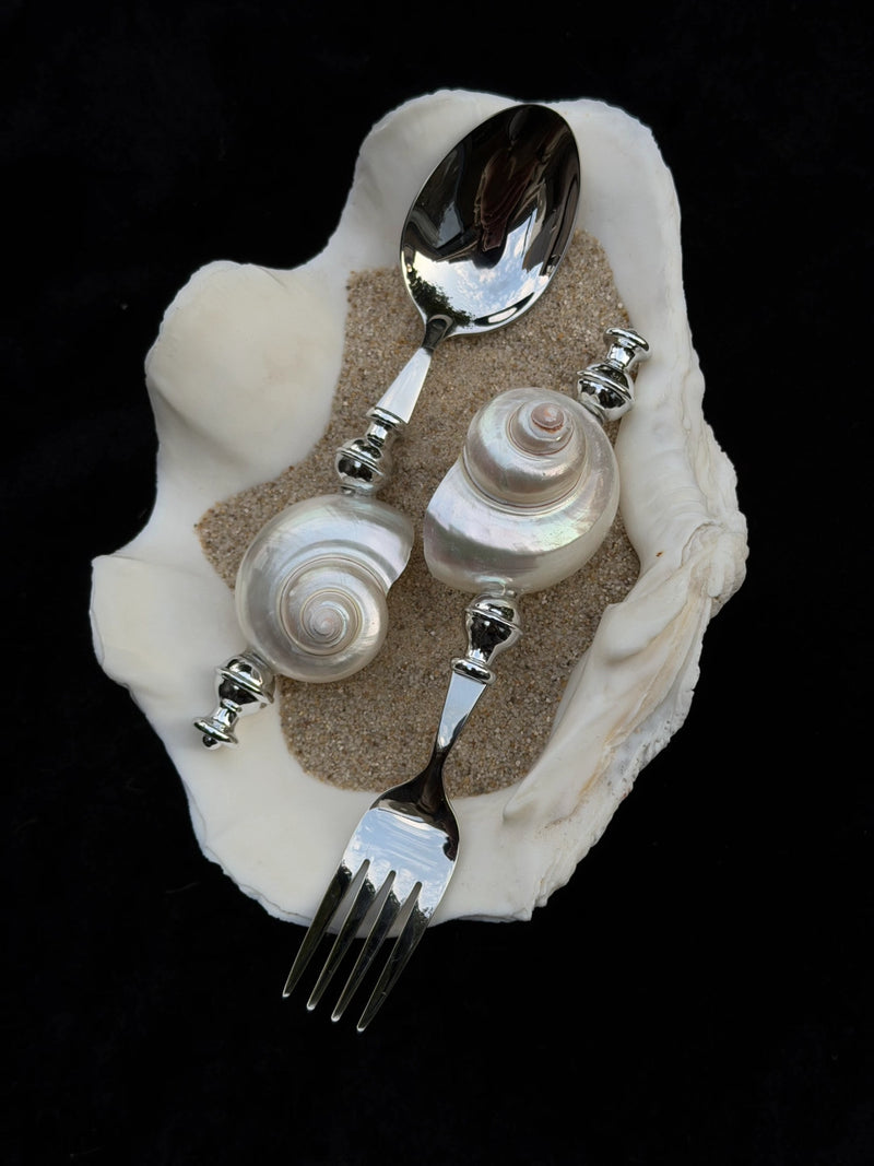 Moonlight Pearl Conch Stainless Steel Spoon & Fork - TRLab Shop