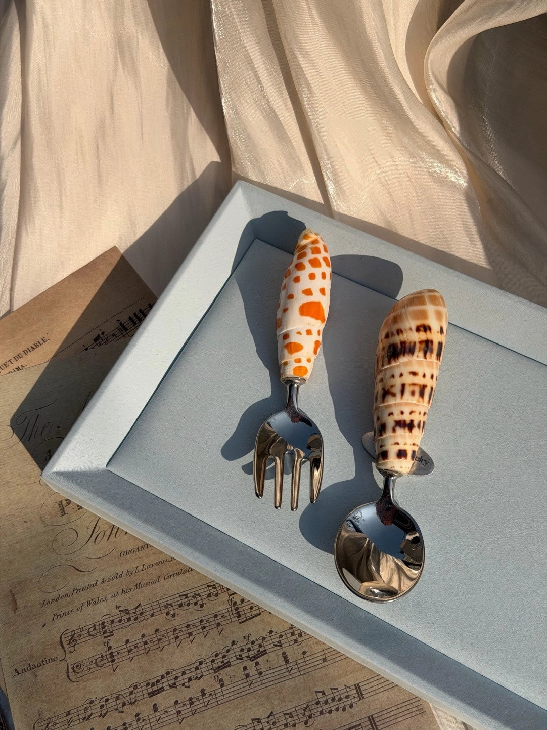 Natural Conch Stainless Steel Spoon & Fork - TRLab Shop
