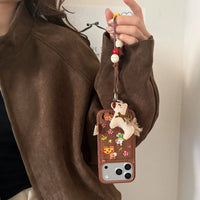 Embossed pony embroidered phone case with colorful stitching, compatible with smartphones, by TRLab Shop.