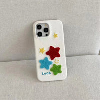 Leather Terry Star embroidered phone case by TRLab Shop featuring a textured leather surface with star embroidery.