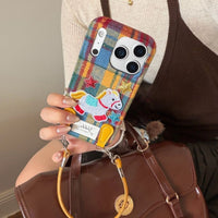 Plaid Pony embroidered phone case by TRLab Shop featuring a colorful plaid pattern and a cute pony embroidery design.