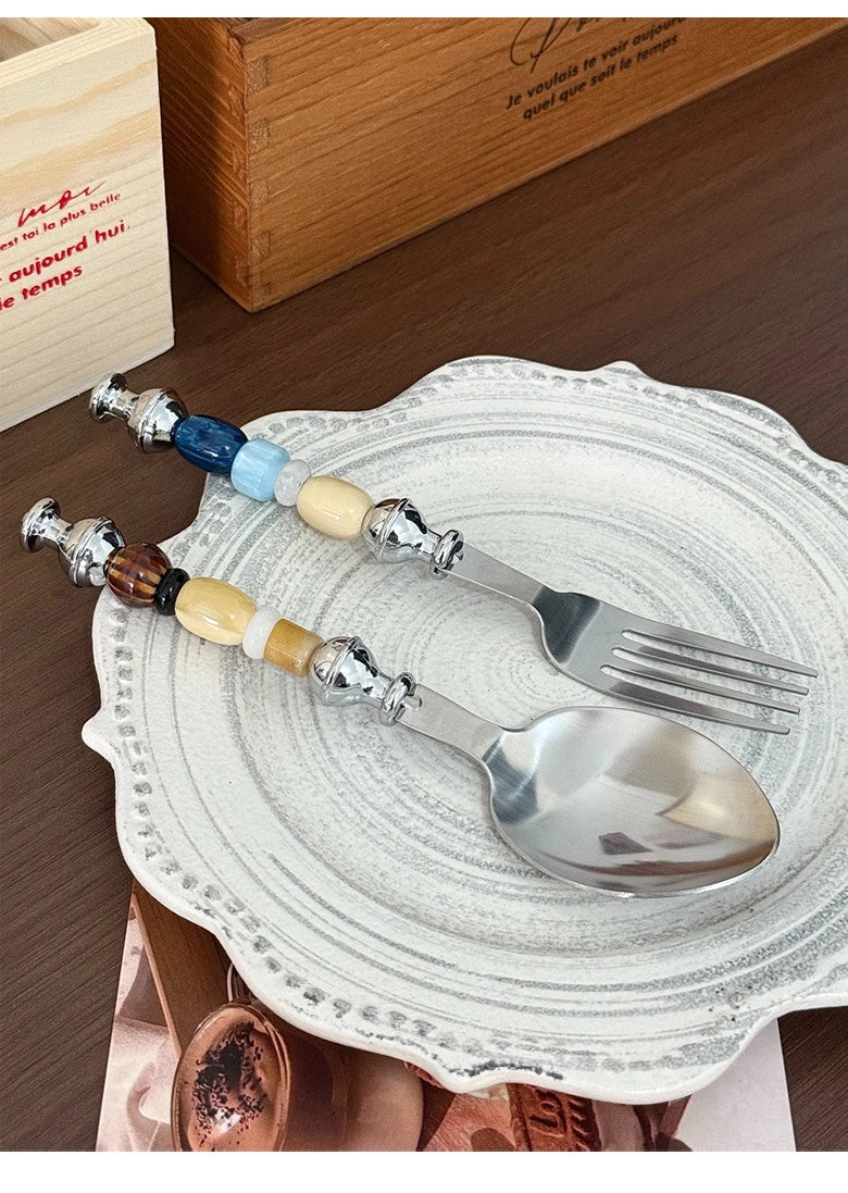 Monet Oil Paintings Beads Stainless Steel Spoon & Fork