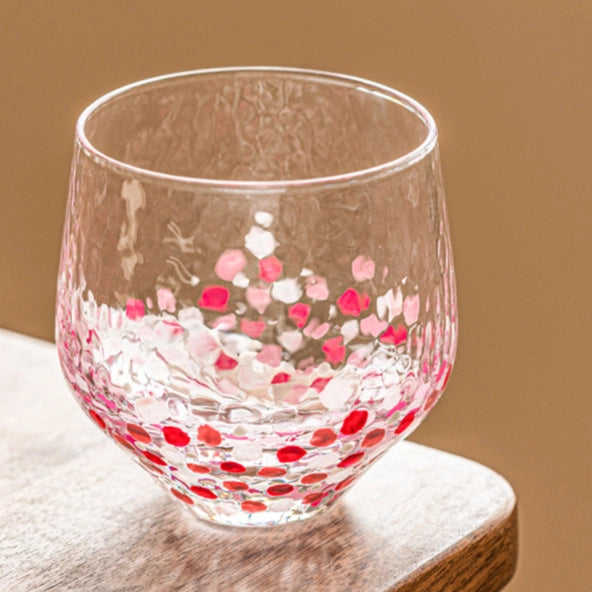 Colorful Polka-Dot Hammered Glass Cup