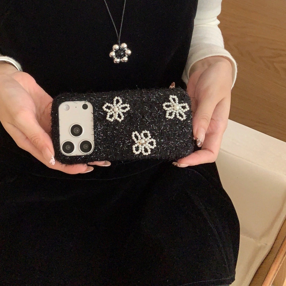 Tweed Beaded Flower Phone Case - TRLab Shop