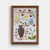 Floral solid wood framed mirror wall art with intricate flower design, perfect for decorative home or office decor.