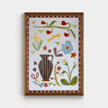 Floral solid wood framed mirror wall art with intricate floral design, perfect for decorative wall accents by TRLab Shop