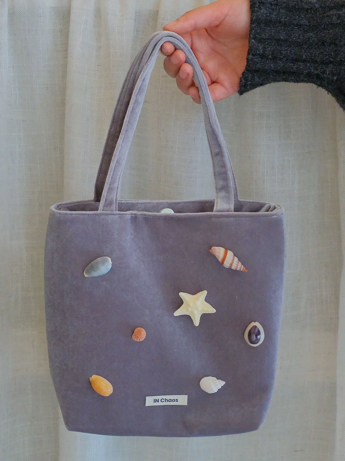 Natural Shell Velvet Handbag