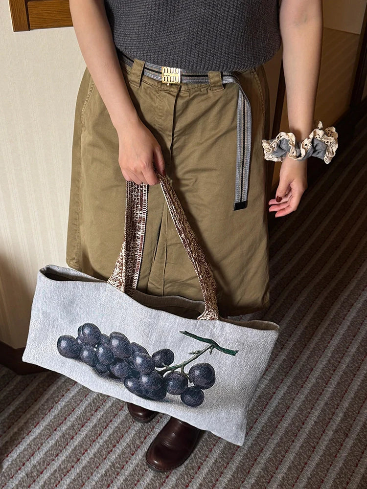 Pear & Grapes Oil Painting Tote Bag - TRLab Shop