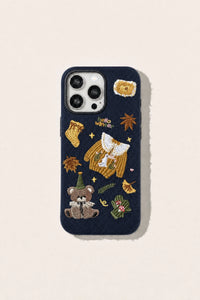 Warm autumn embroidered phone case by TRLab Shop with intricate fall-themed embroidery and durable protective design.
