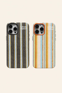 Striped fabric phone case by TRLab Shop with colorful horizontal stripes and snug fit for a smartphone.