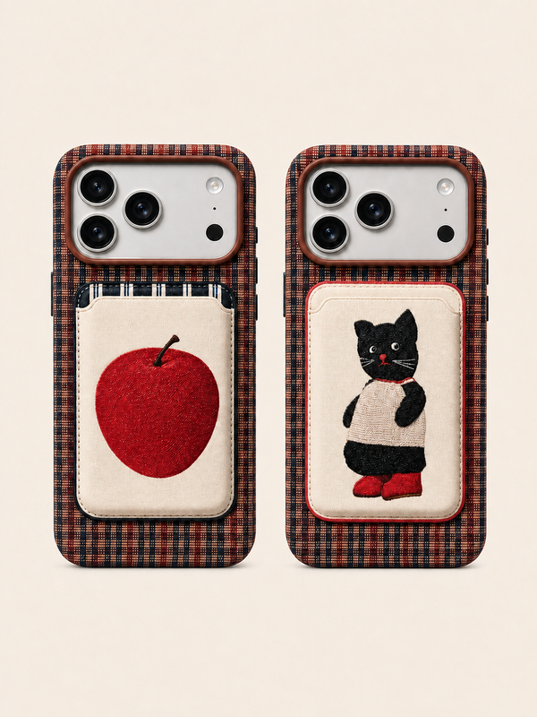 Porte-cartes MagSafe pour iPhone Chat et Apple