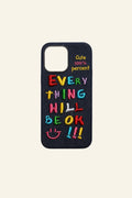 Colorful embroidered phone case with letter designs, featuring vibrant thread details and protective edges.