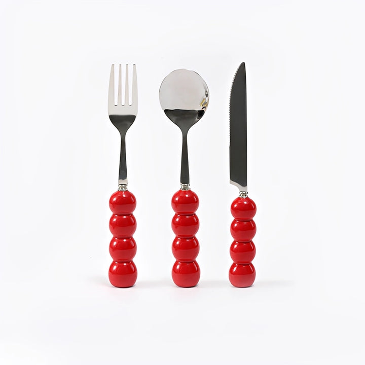 Cream-Textured Stainless Steel Cutlery Set - TRLab Shop