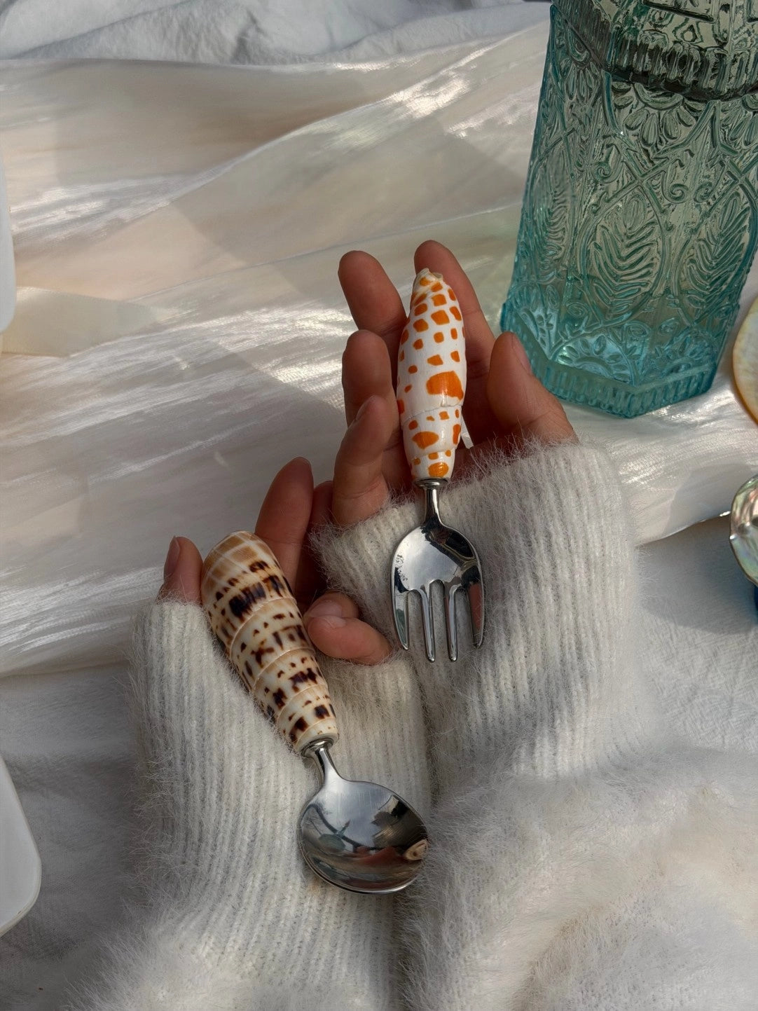 Natural Conch Stainless Steel Spoon & Fork - TRLab Shop
