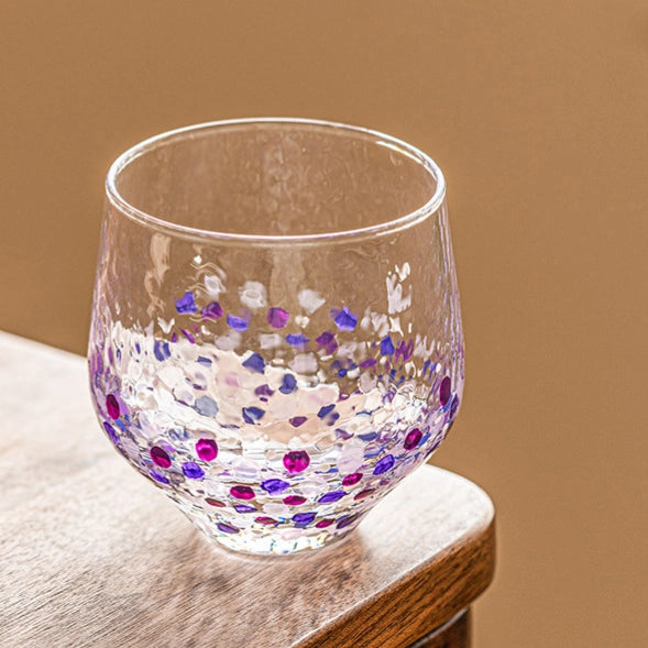 Colorful Polka-Dot Hammered Glass Cup