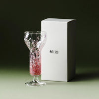 Pink Sakura Blossom glassware from TRLab Shop, featuring a delicate pink floral design on clear glass for elegant drinking.