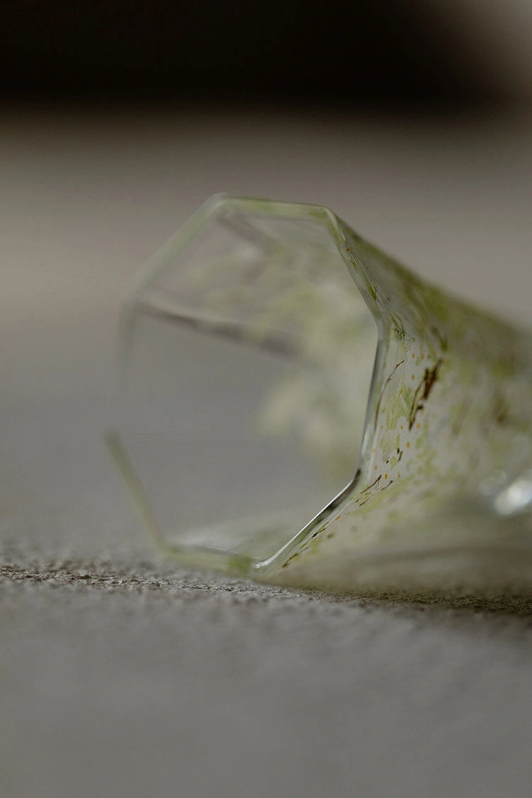 Pear-Blossom Hexagonal Glass Tumbler