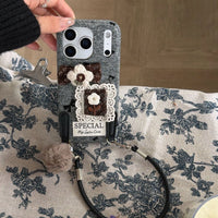 White flower embroidered phone case with intricate floral embroidery, designed for a smartphone, by TRLab Shop.