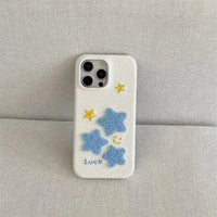 Leather Terry Star embroidered phone case by TRLab Shop, featuring a soft leather material with star embroidery design.