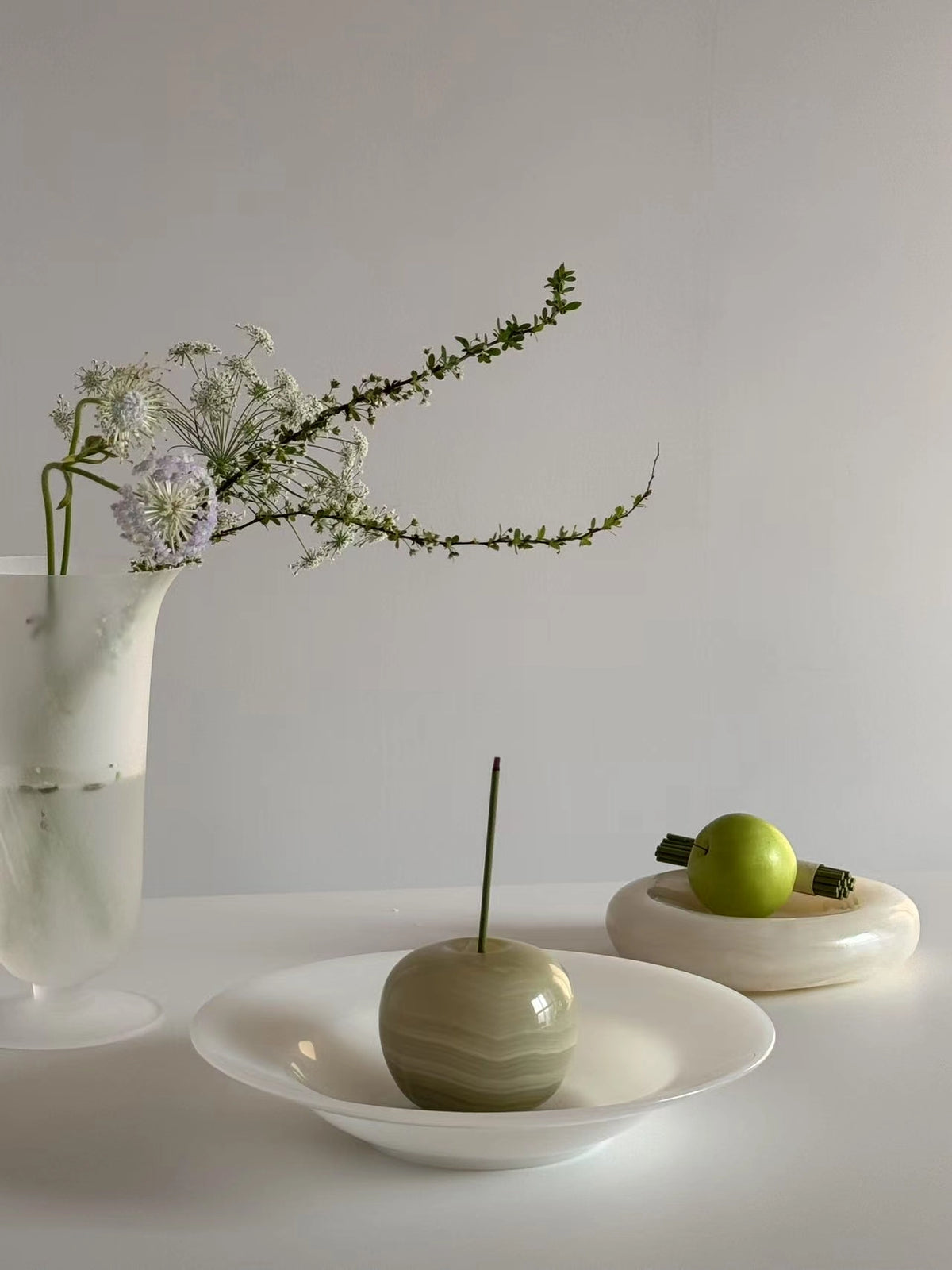 Natural Jade Apple Incense Holder Gift Set - TRLab Shop