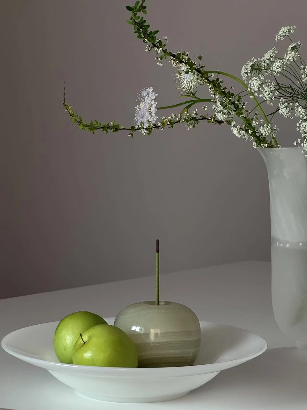 Natural Jade Apple Incense Holder Gift Set - TRLab Shop