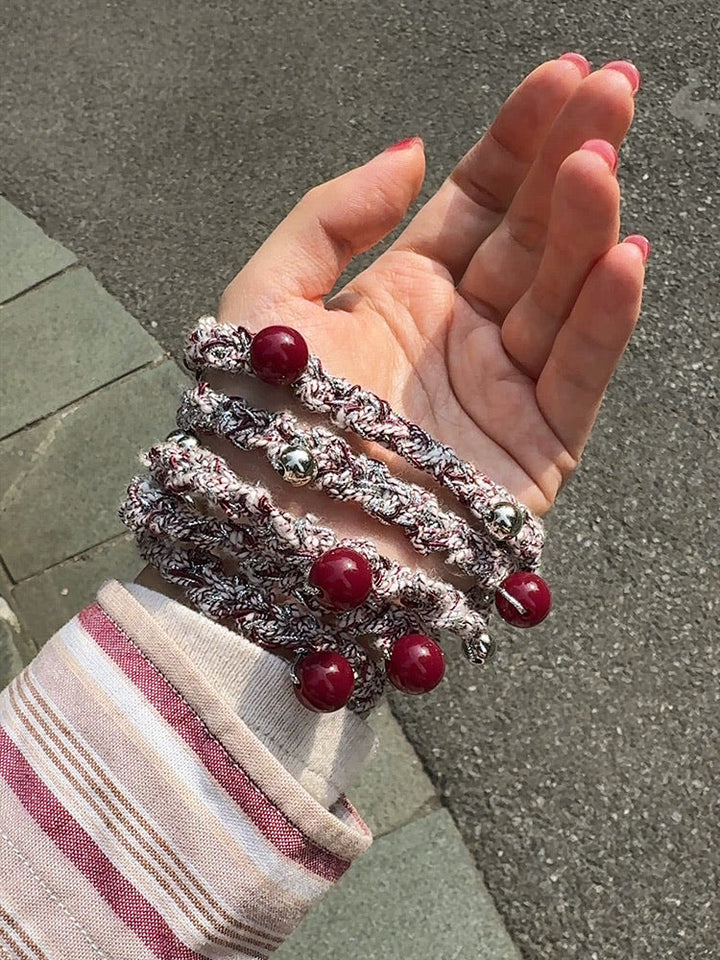 Berry & Silver Dot Twist Phone Strap