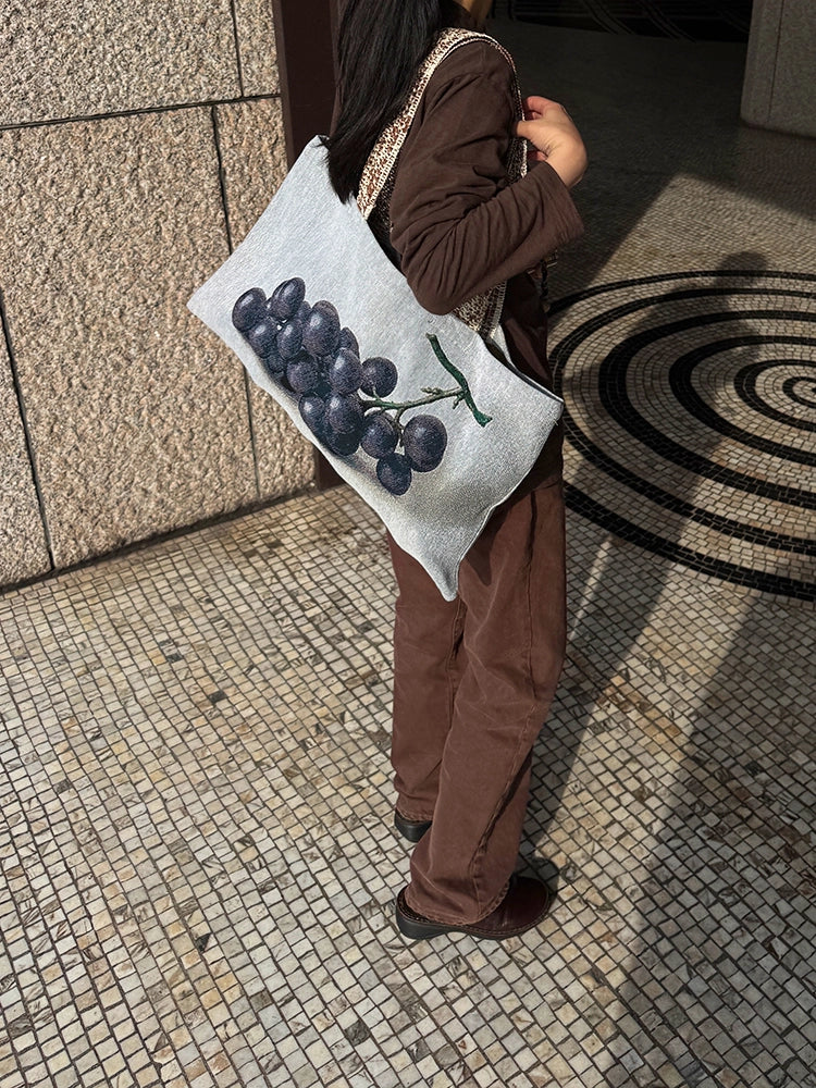 Pear & Grapes Oil Painting Tote Bag - TRLab Shop