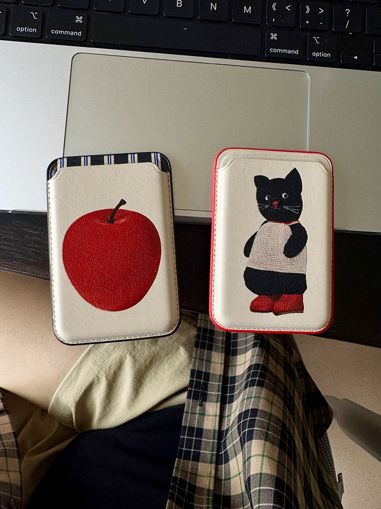 Black Cat & Apple MagSafe Card Holder - TRLab Shop