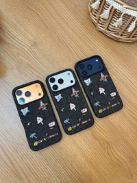 Embroidered animal phone case by TRLab Shop featuring colorful animal designs on a protective phone cover.
