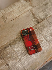 Fruit and bread embroidered phone case by TRLab Shop featuring colorful fruit and bread designs on a protective mobile cover.