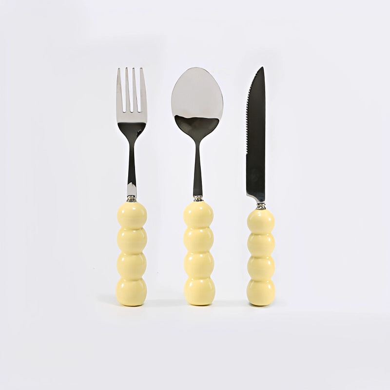 Cream-Textured Stainless Steel Cutlery Set - TRLab Shop