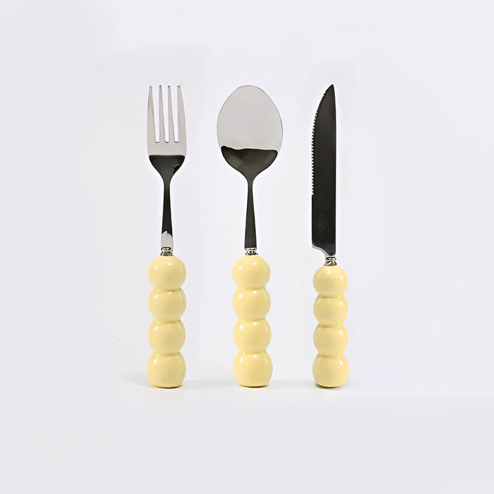Cream-Textured Stainless Steel Cutlery Set - TRLab Shop