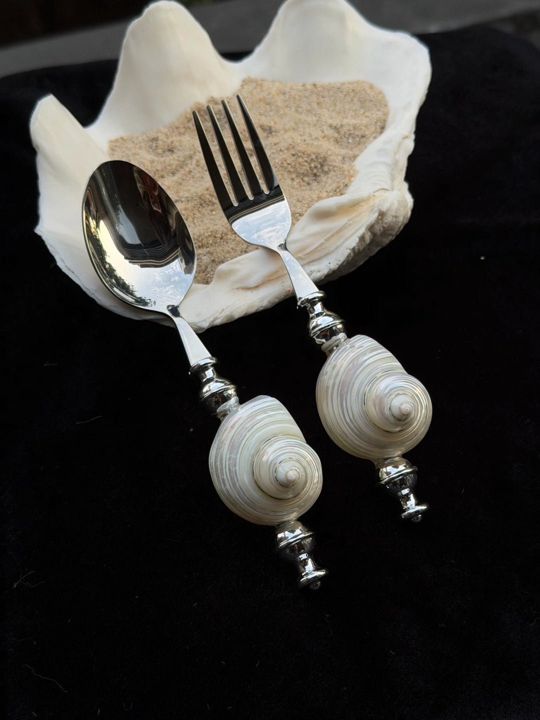 Moonlight Pearl Conch Stainless Steel Spoon & Fork