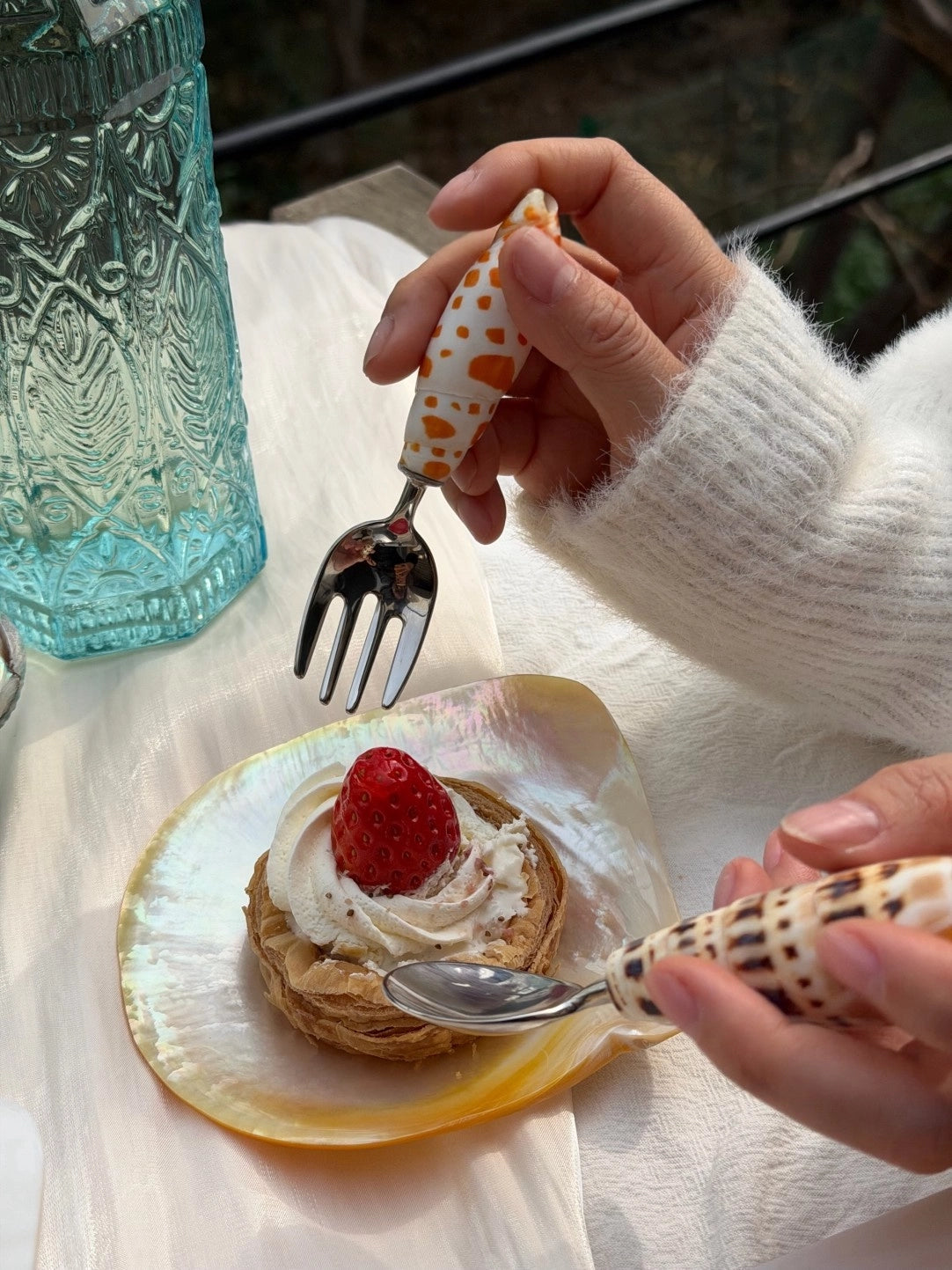 Natural Conch Stainless Steel Spoon & Fork - TRLab Shop