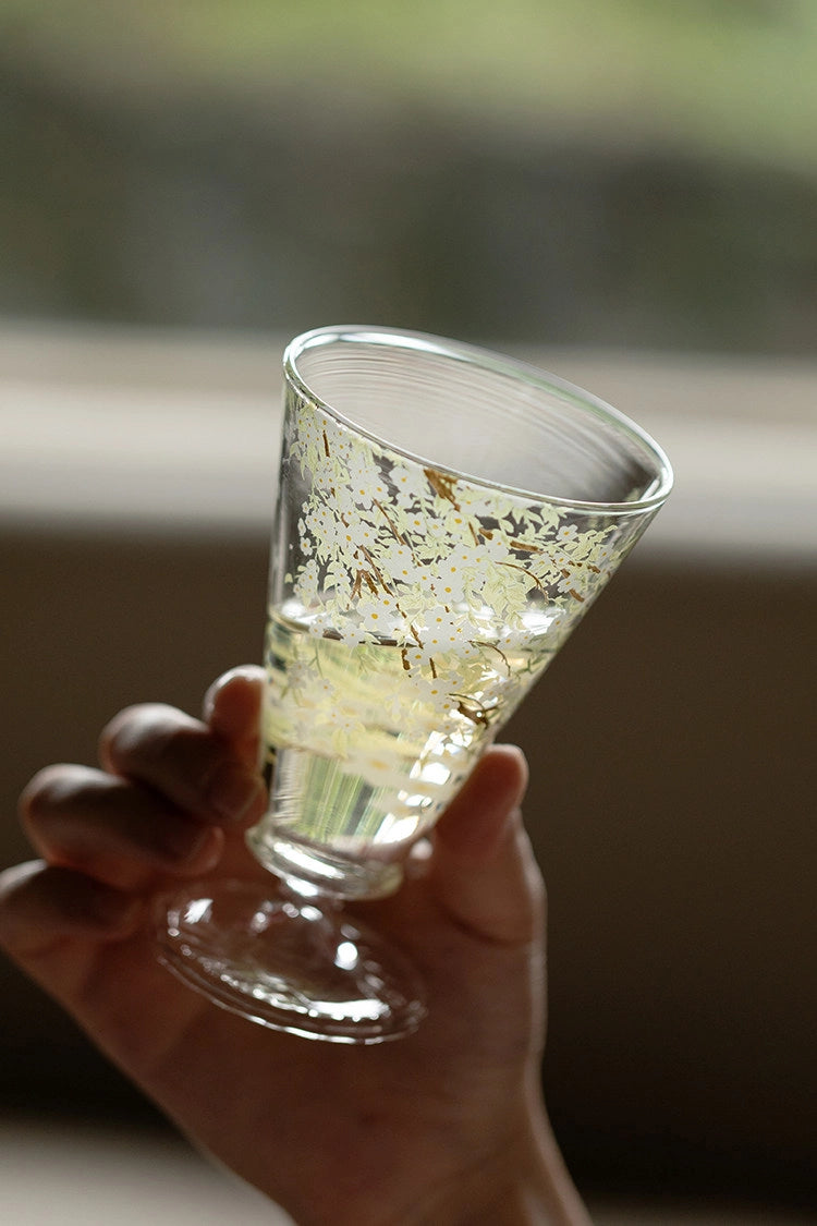 Pear-blossom glass goblet by TRLab Shop featuring a clear, elegant design with pear blossom details.