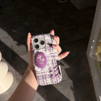Purple Tweed Bellflower Embroidered Phone Case - TRLab Shop