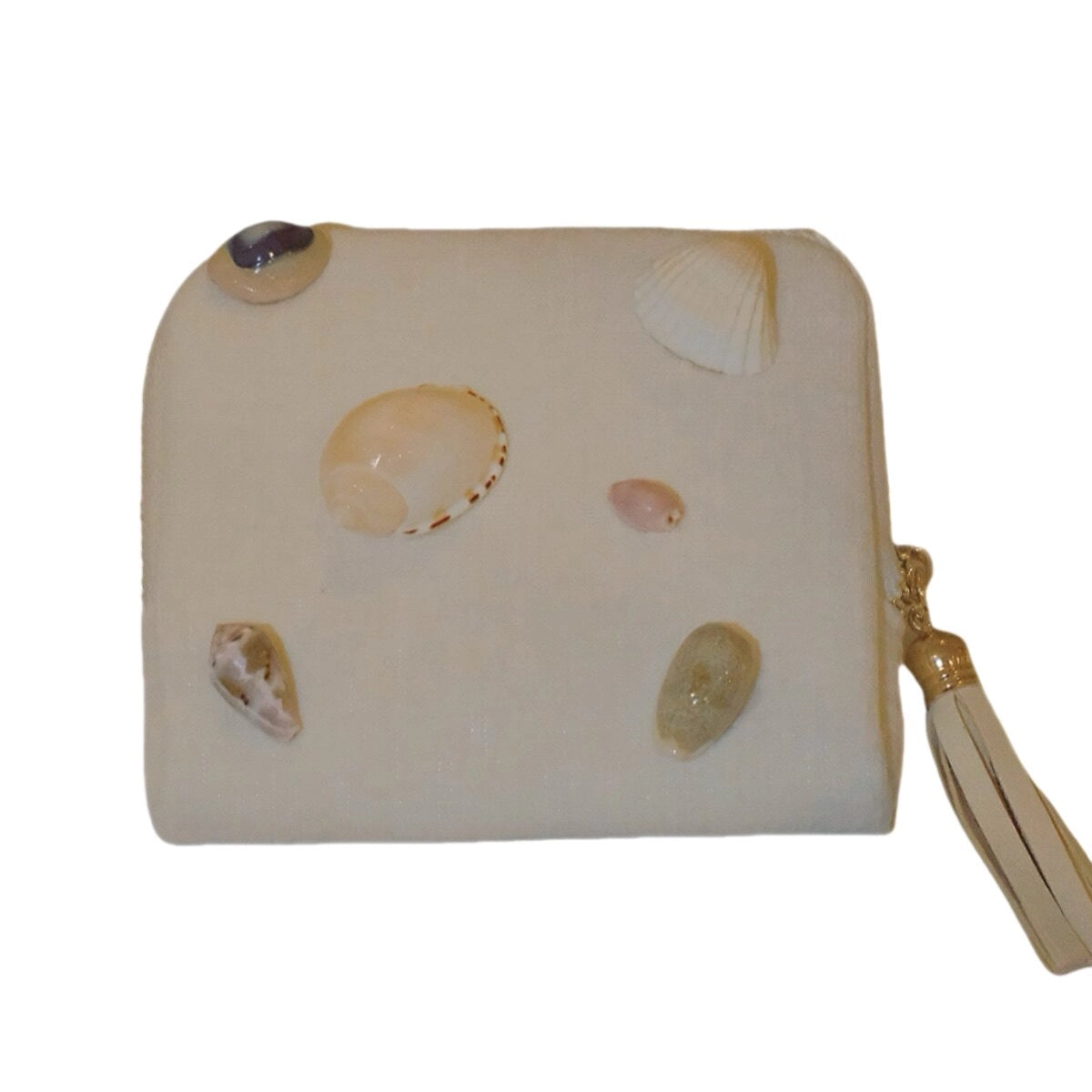 Natural shell velour bag by TRLab Shop featuring a soft, textured surface and elegant design with a zipper closure.