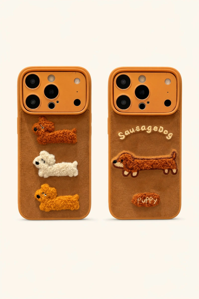 Autumn Puppy Embroidered Phone Case