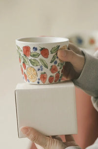 Painted Fruit White Ceramic Cups & Mugs