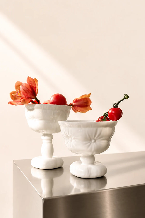Ceramic Goblet and Footed Pillow Bowl